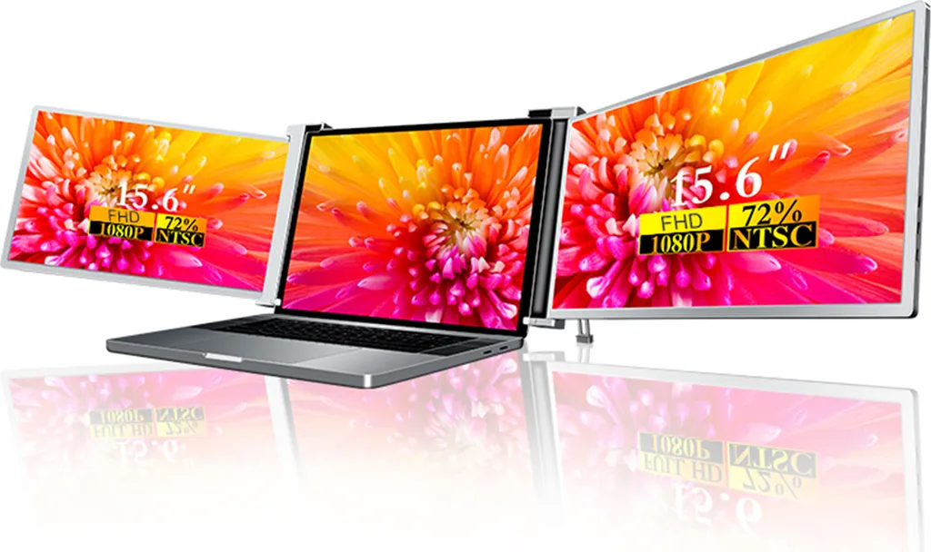 Moniteur 3 écrans 15,6 pouces Full HD 1080p pour ordinateur portable