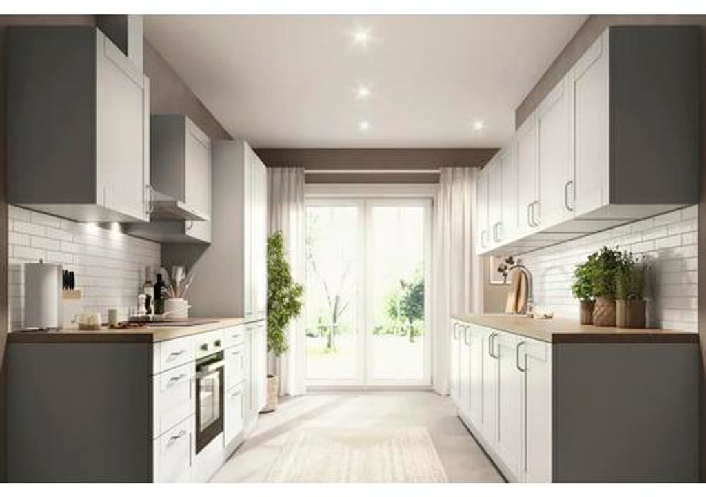PICCANTE Smart Frontenset Midischrank für Backofen 1 Klappe, 1 Schubkastenblende und 2 Auszugblenden COUNTRY WHITE AM""