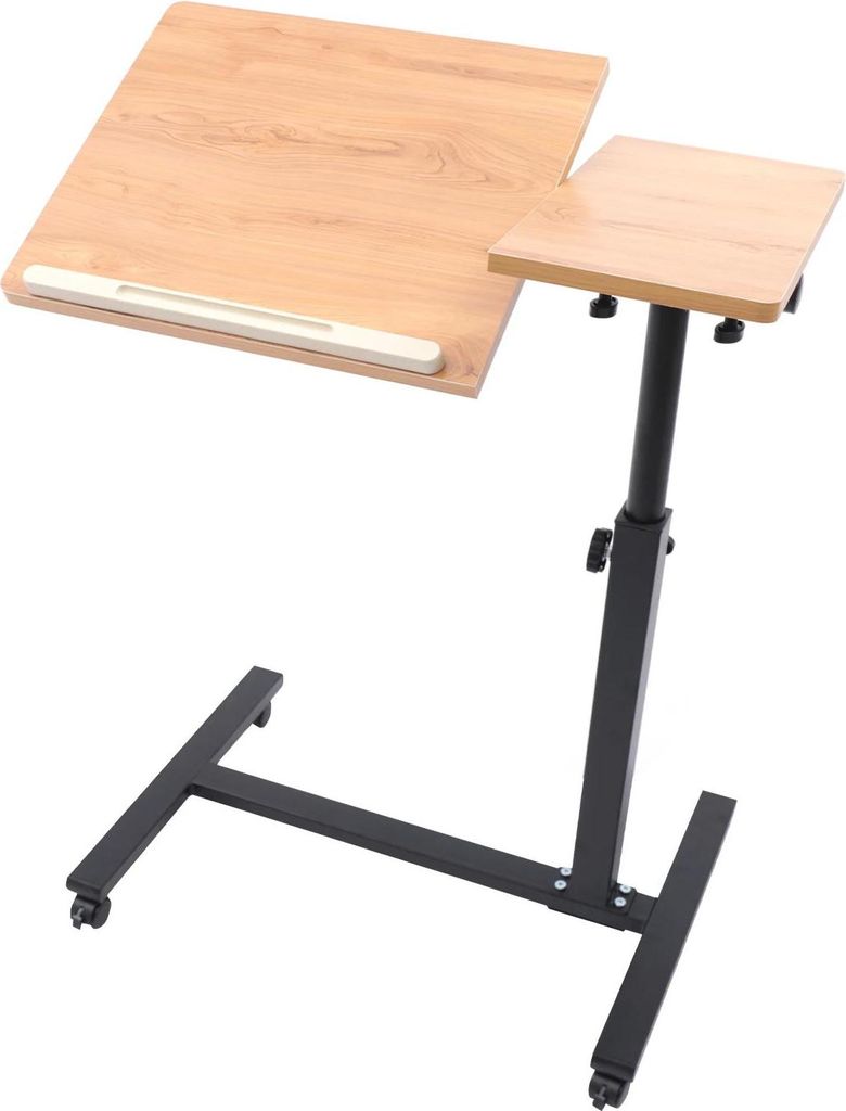 Mobiler Stehpult Tisch - Rollbarer Laptop-Schreibtisch - Höhenverstellbar & 360° neigbar - Mit Rollen und Bremsen - Rechteckige MDF-Platte - Khaki