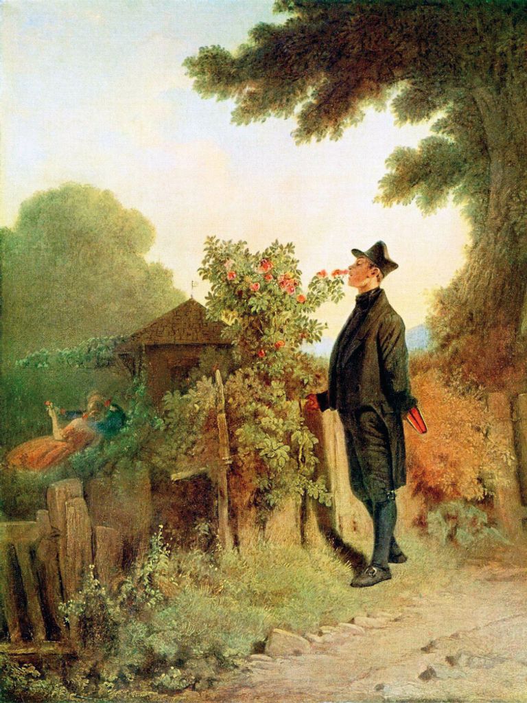 Carl Spitzweg Kunstdruck Bild - Rosenduft, Erinnerung, 1850 (80 x 60 cm)