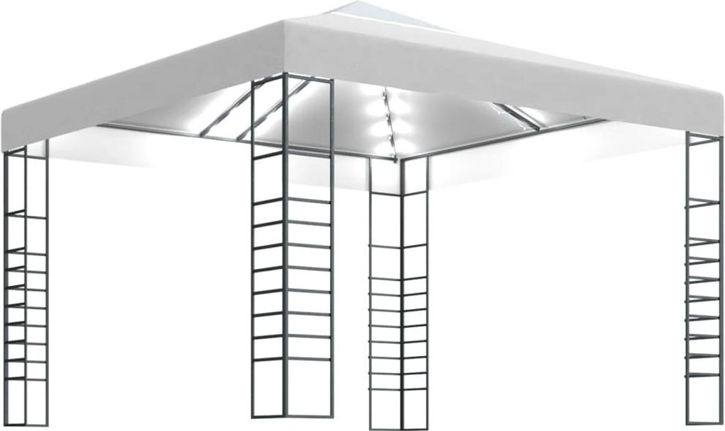 Gartenzelt mit LED-Lichterkette 3x3 m Weiß
