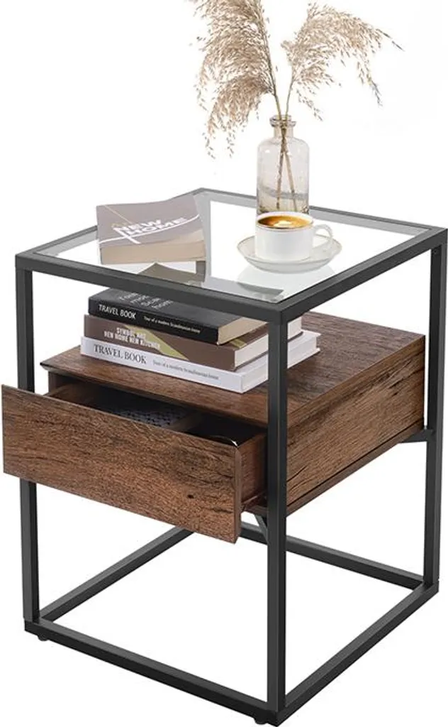 Table de chevet noisette-noir compacte pour petits espaces et studios - 2