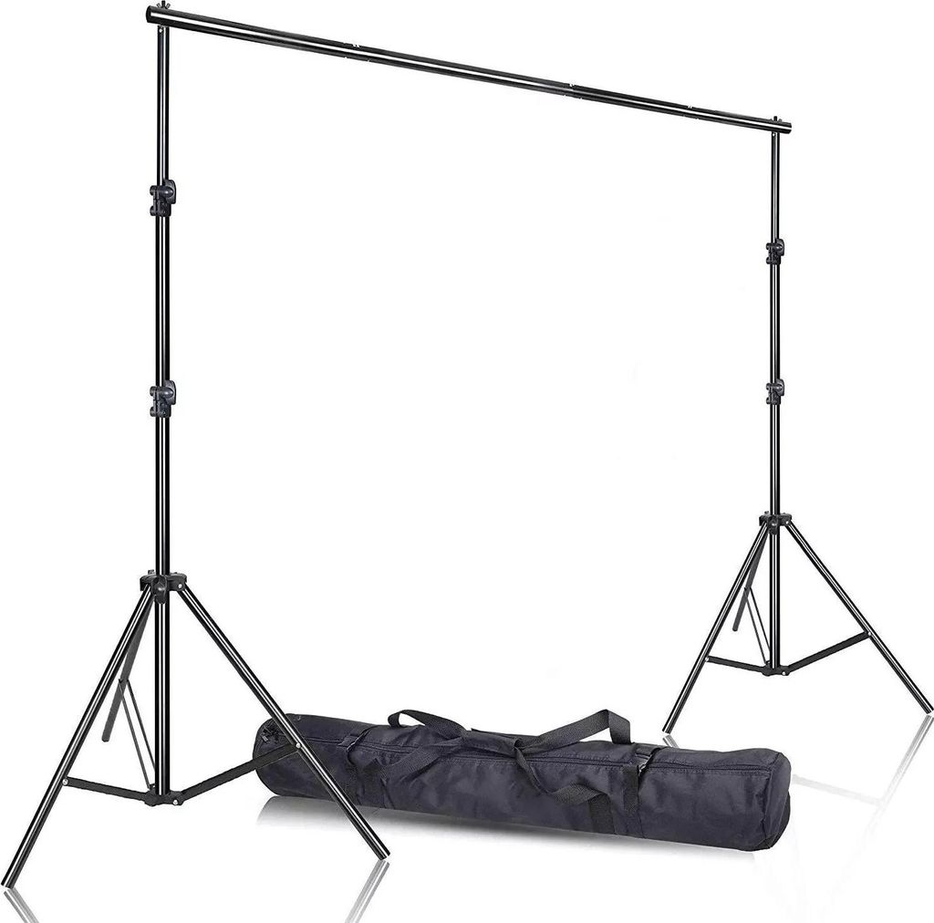 Foto Studio Hintergrund Stativ - Verstellbares Hintergrundsystem 2–2,6 m Höhe - 2–3 m Breite - Aluminium - Schwarz