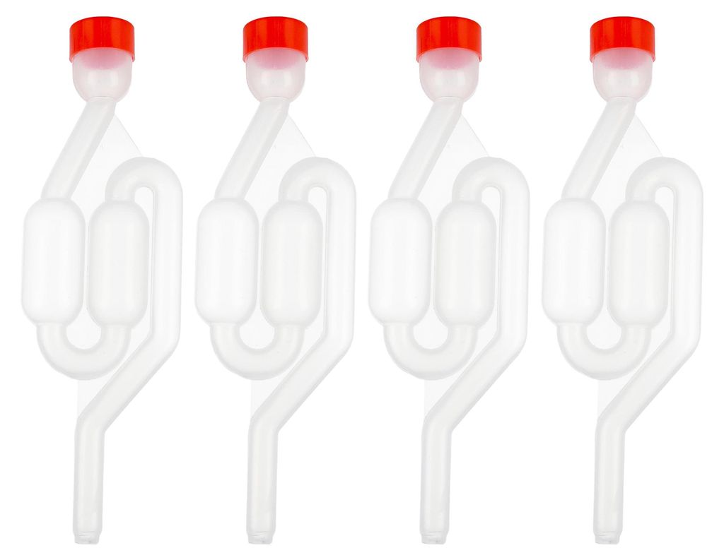 4 Stück Gärröhrchen Set mit Deckel in rot aus Kunststoff Produktbild 