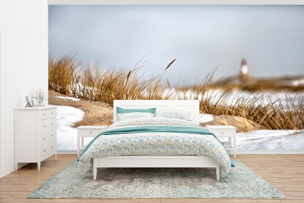 MuchoWow Fototapete für Wohnzimmer oder Schlafzimmer Wandtapete Vinyl Motivtapete Dünen im Schnee - 395x220 cm - Tapezier Papier