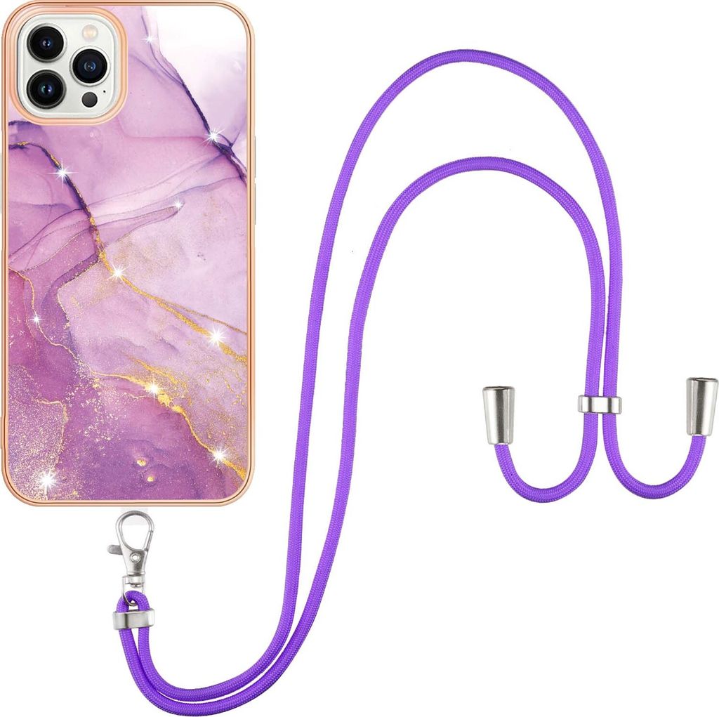 iPhone 14 Pro Max Handykette Hülle, Ultra Dünn Weich TPU Bumper Anti-kratzt Schutzhülle mit verstellbarem Tragegurt für iPhone 14 Pro Max Rosa