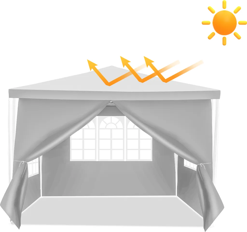 Gazebo 3x3 Bianco Hengda Impermeabile - Ideale per Fiere e Mercati - 8