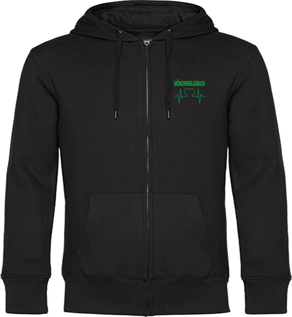 multifanshop Kapuzen Sweatshirt Jacke - Mönchengladbach - Herzschlag, schwarz, Größe L