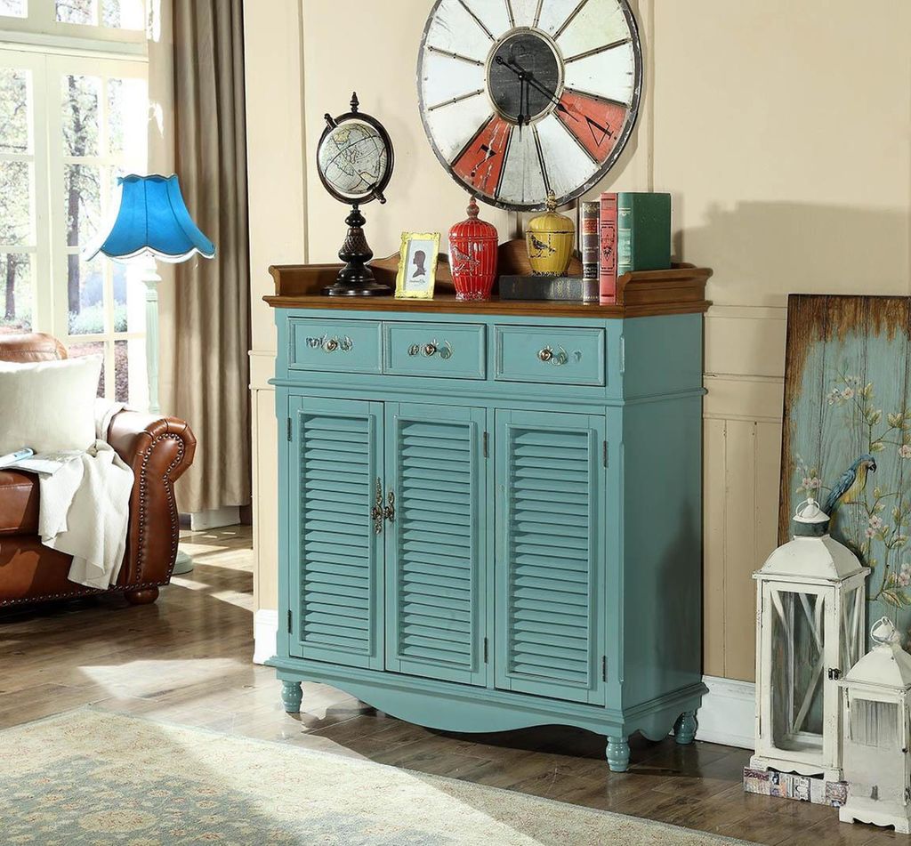 Echtholz Kommoden Blaue Anrichte Schränke Sideboard Regal Kommode Anrichten Neu