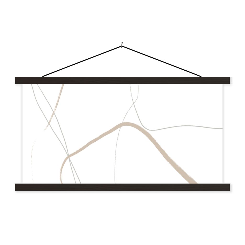 MuchoWow Textilposter Abstrakt - Minimalismus - Linienkunst 90x45 cm mit schwarzem Rahmen - Klemmleisten