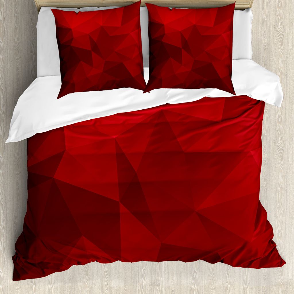 ABAKUHAUS rot Bettbezug, Triangular Mosaik mit Poly, Milbensicher Allergiker geeignet mit Kissenbezügen, 155 cm x 220 cm - 80 x 80 cm, Ruby Red Sc...