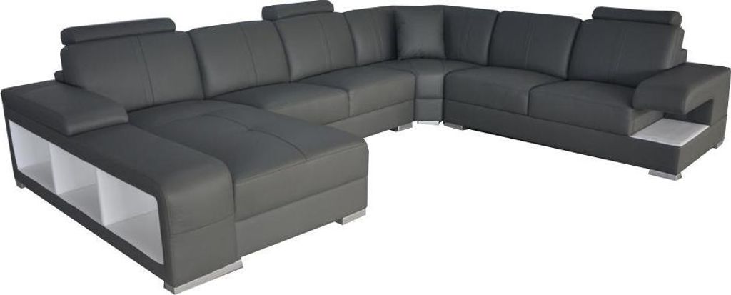 Wohnzimmer Sofa Couch Leder Polster Eck Sitz Garnitur U Form Wohnlandschaft +USB