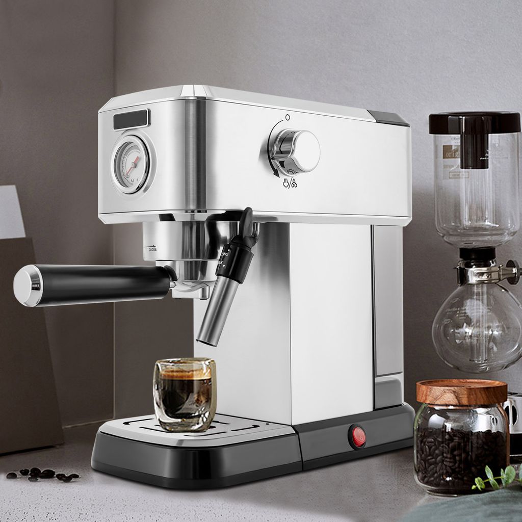 Espresso Maschine Kaffeemaschine Cappuccinomaschine Milchaufschäumer Siebträger 1350W für Cappuccino Latte Macchiato