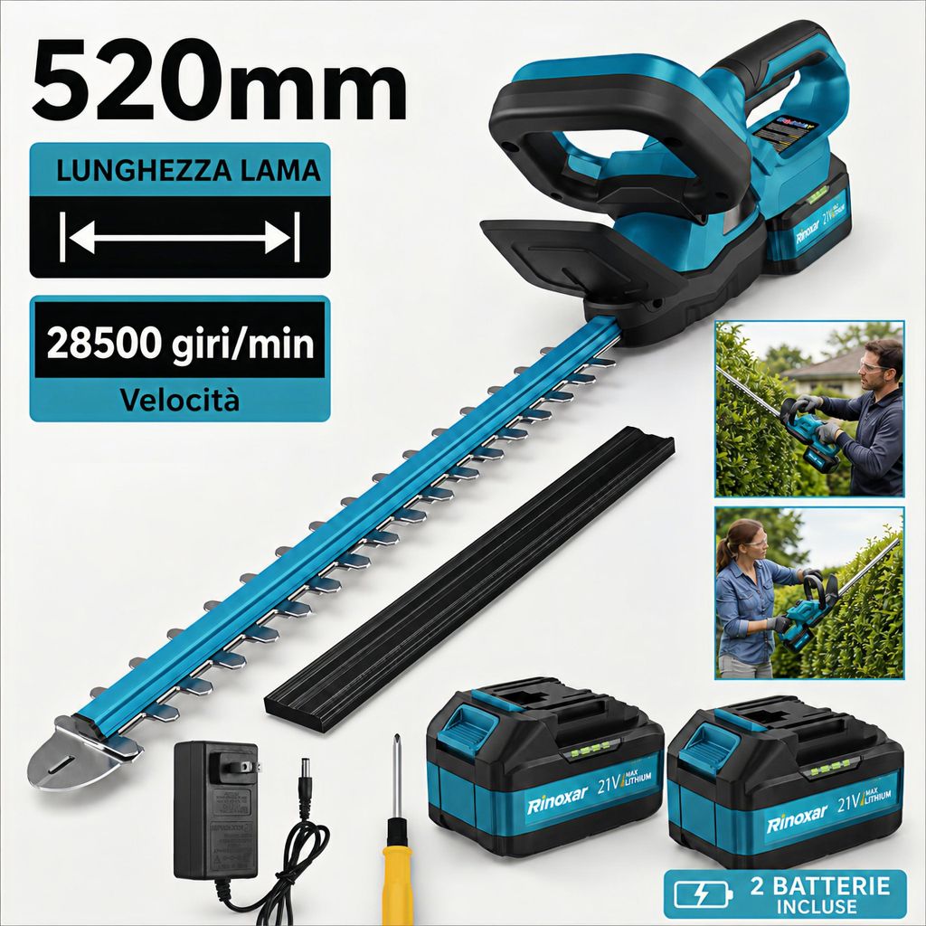 Tagliasiepi a batteria 21V | 8000mAh | Motore 600W Immagine del prodotto 