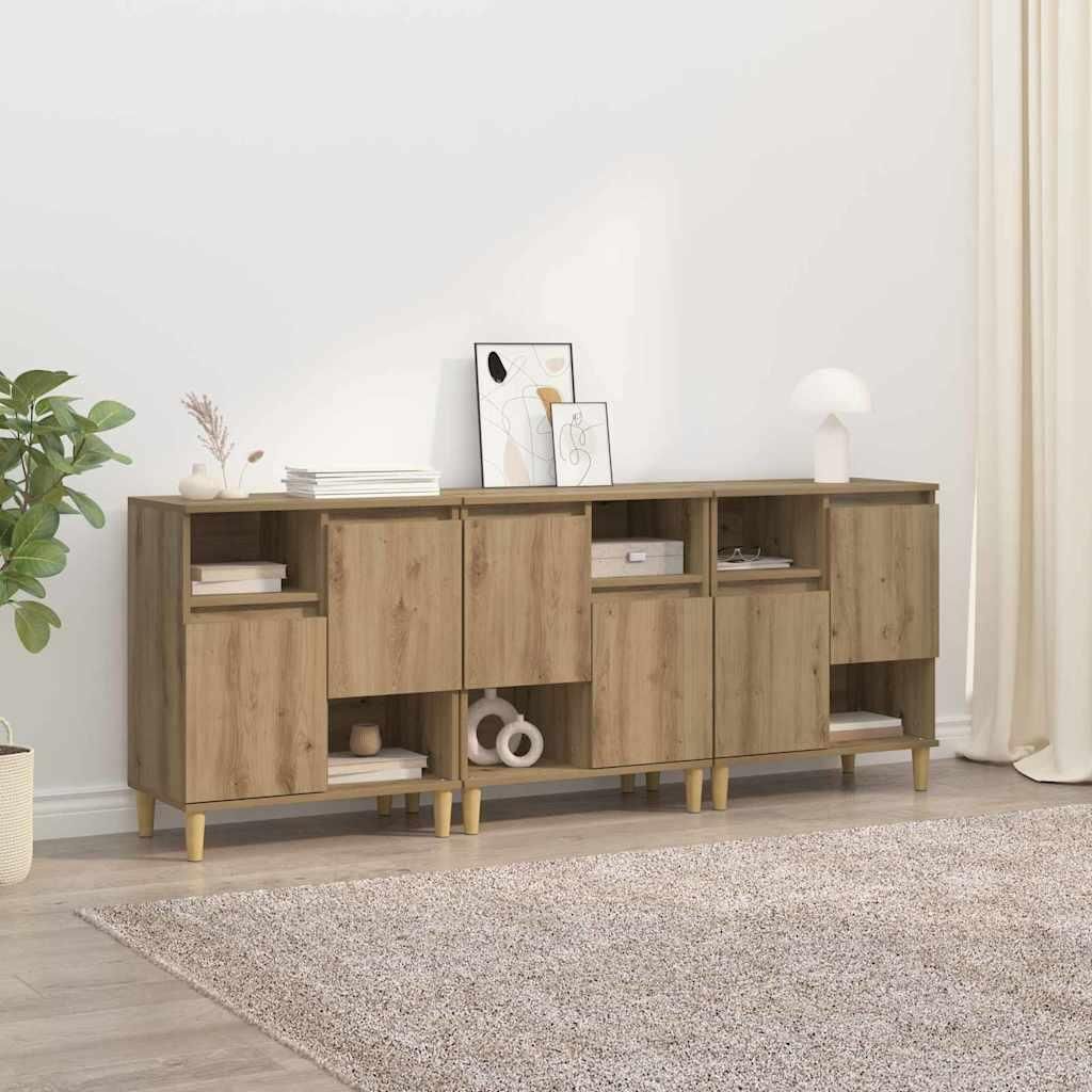 "Schlussverkauf" Sideboards 3 Stück - Standschrank Mit Stauraum - Artisan-Eiche 60x35x70 cm Holzwerkstoff C6536