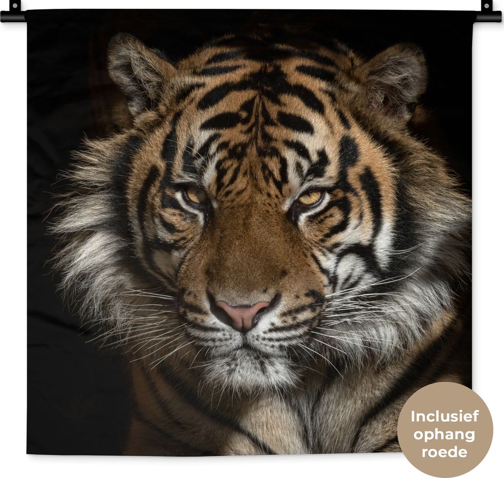 MuchoWow Wandteppich Wandbehang Tiger - Wilde Tiere - Porträt 60x60 cm Tapisserie Dekoration Wandtuch - Dekorationen - Wand Decke