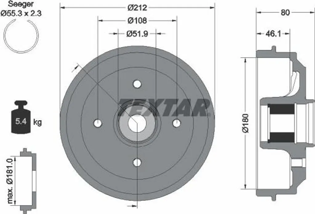 Tambour de frein pour rénovation train arrière de Peugeot 206 et AX