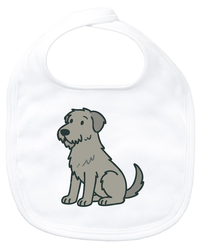 Huuraa Baby Lätzchen Irish Wolfhound Comic Wolfi White Klettverschluss Baumwolle Latz Geschenkidee