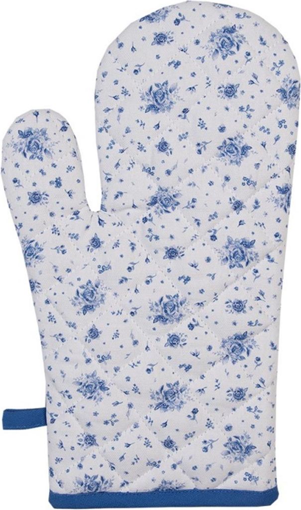 Clayre & Eef BRB44 Ofenhandschuh Beige Blau 18x30 cm 100% Produktbild 