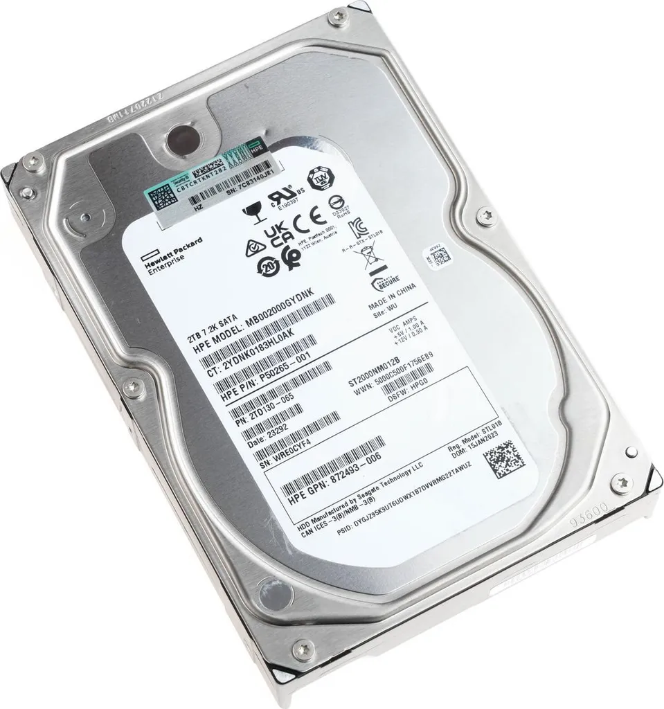 Extension stockage serveur HP 2 To 3,5 pouces SATA III pour sauvegarde IT