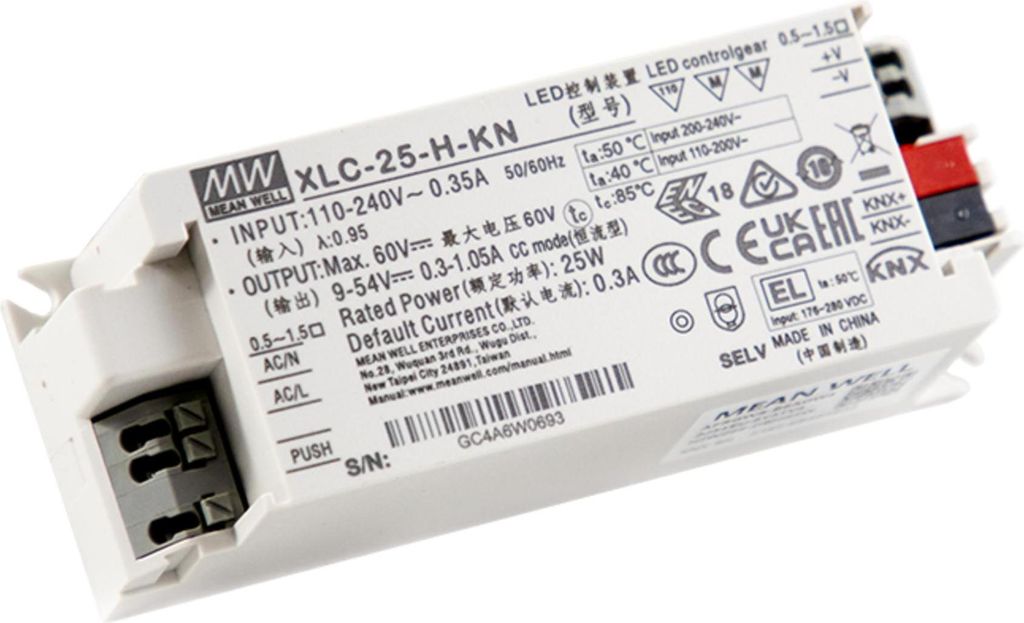 MEANWELL XLC-40-H-KN AC-DC-LED-Netzteil CP 40W Push-Dimm KNX
