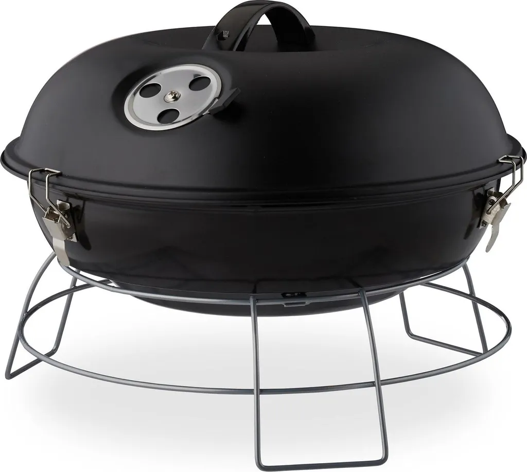 Gril à boules portable en acier émaillé noir pour barbecue nomade - 9