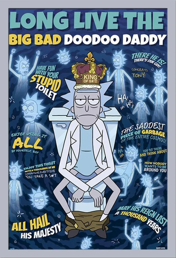 Quadro Rick & Morty: Poster Doodoo Daddy Cornice Argento Shinsuke
