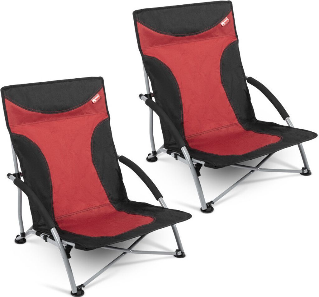 2er Set Strandstuhl mit breiten Standfüßen, Kampa Sandy FT0048 rot-schwarz
