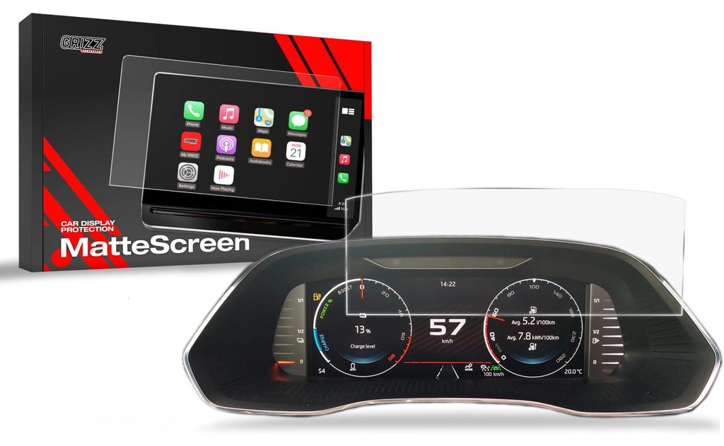 Matte Autodisplayfolie für Skoda Karoq Virtual Cockpit 10,25" (2021-2025), Grizz Protector