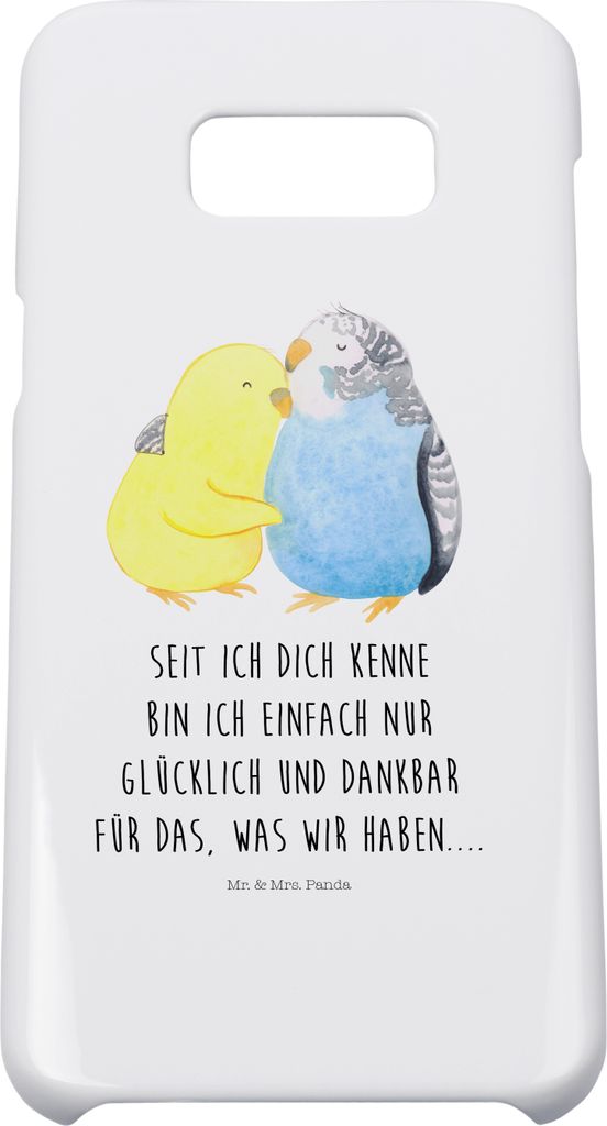 Mr. & Mrs. Panda Samsung Galaxy S8 plus Handyhülle Wellensittich Liebe - Weiß - Geschenk, Umarmung, Nähe, Freundin, Handy, Cover, Case, Verknall...