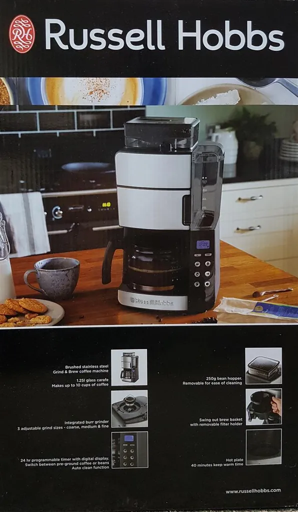 Cafetière Programmable Grind & Brew Russell Hobbs Verseuse Verre 1.25L - 17