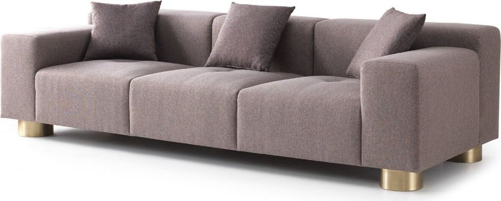 Casa Padrino Luxus Sofa Grau / Messing 260 x 100 x H. 70 cm - Wohnzimmer Sofa - Hotel Sofa - Wohnzimmer Möbel - Wohnzimmer Einrichtung - Hotel Mö...