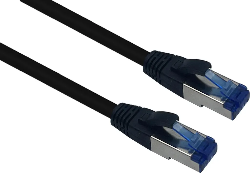 Helos - Cavo patch - da RJ-45 (M) a RJ-45 (M) - 50 m - SFTP - CAT 6a - per esterni, senza gancio - nero