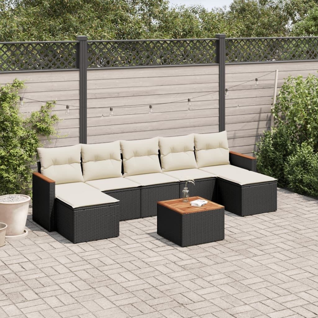 Maison Exclusive - 8-tlg. Garten-Sofagarnitur mit Kissen Schwarz Poly Rattan