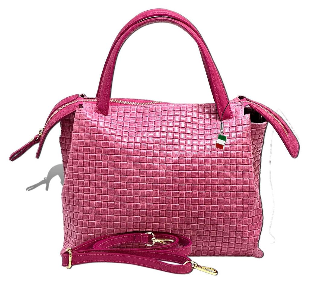 Florence Leder Tasche Damen Handtasche fuchsia pink 30x16x23cm inklusive Italien Flagge D2OTF856P3