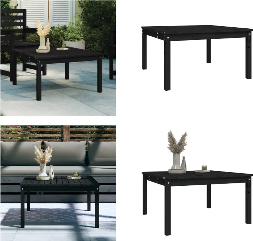 Tavolo da Esterno Nero vidaXL 82,5x82,5x45 cm in Legno Massiccio