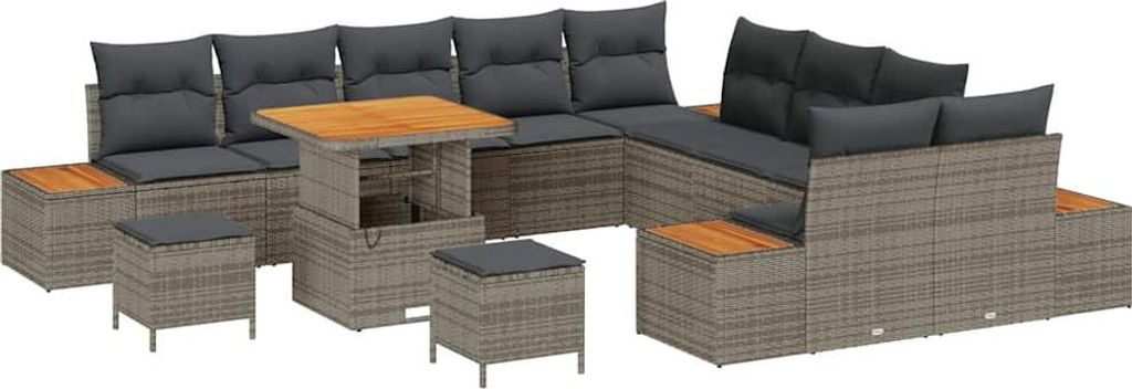 vidaXL Gartensofa-set 13 pcs Grau Poly-Rattan