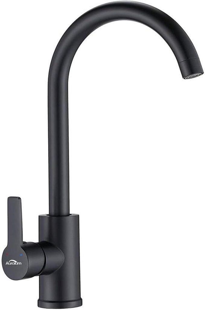 Schwarze Küchenarmatur mit Hochdruck, drehbarer und atmungsaktiver Wasserhähne mit 2*G3/8-Anschlüssen