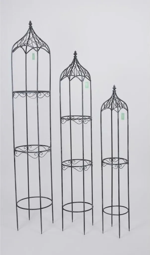 Jeu de 3 Treillis Métalliques Gris pour Roses et Plantes Grimpantes