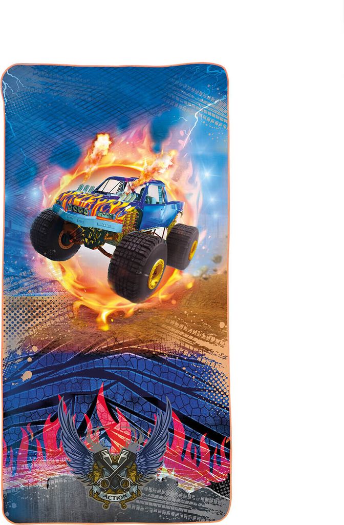 ROTH Kinder-Badetuch - Monstertruck Fire, 60x120 cm, Produktbild 