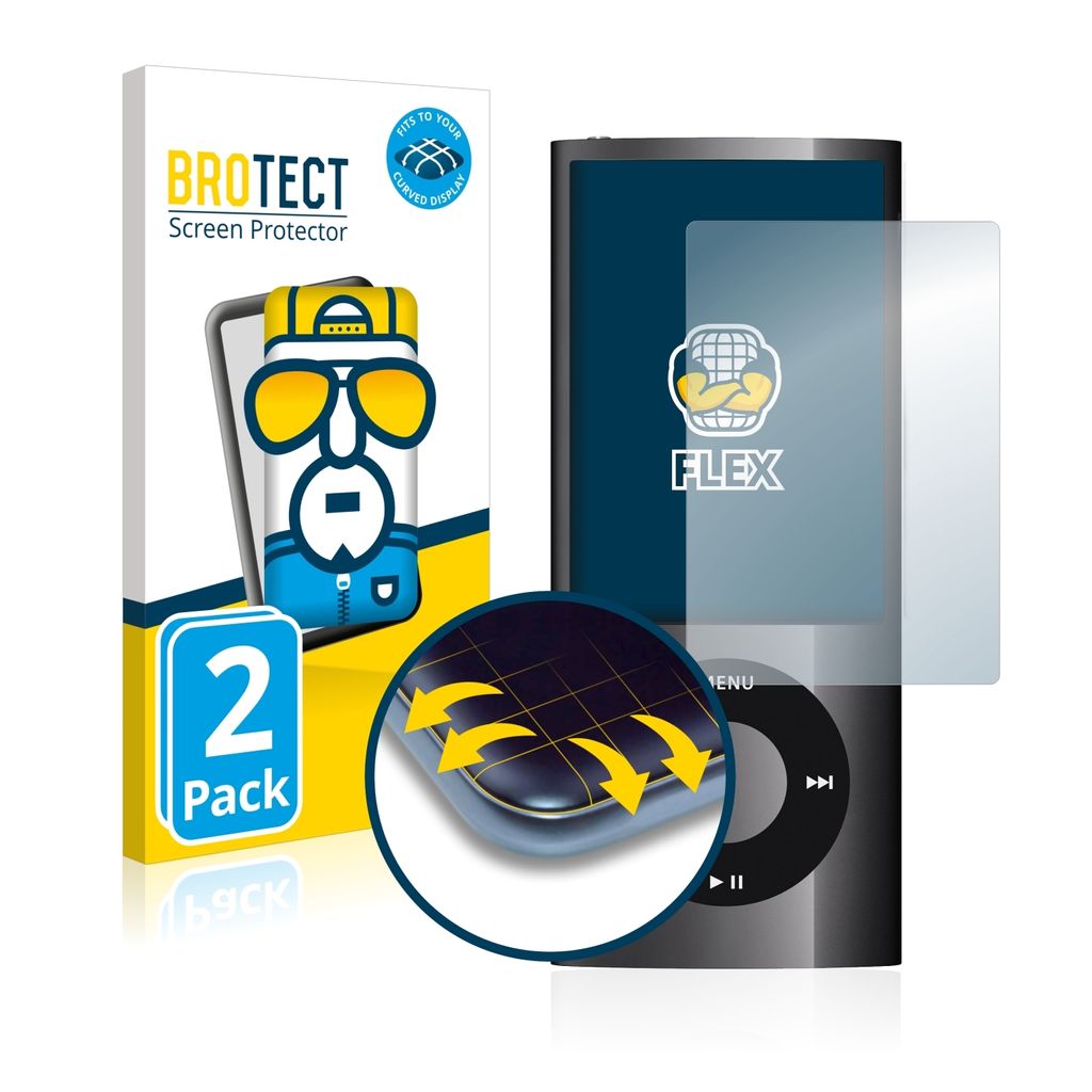 2x BROTECT Fullscreen Schutzfolie für Apple iPod nano 2009 (5. Gen.) Displayschutz Folie Fullcover Klar Transparent
