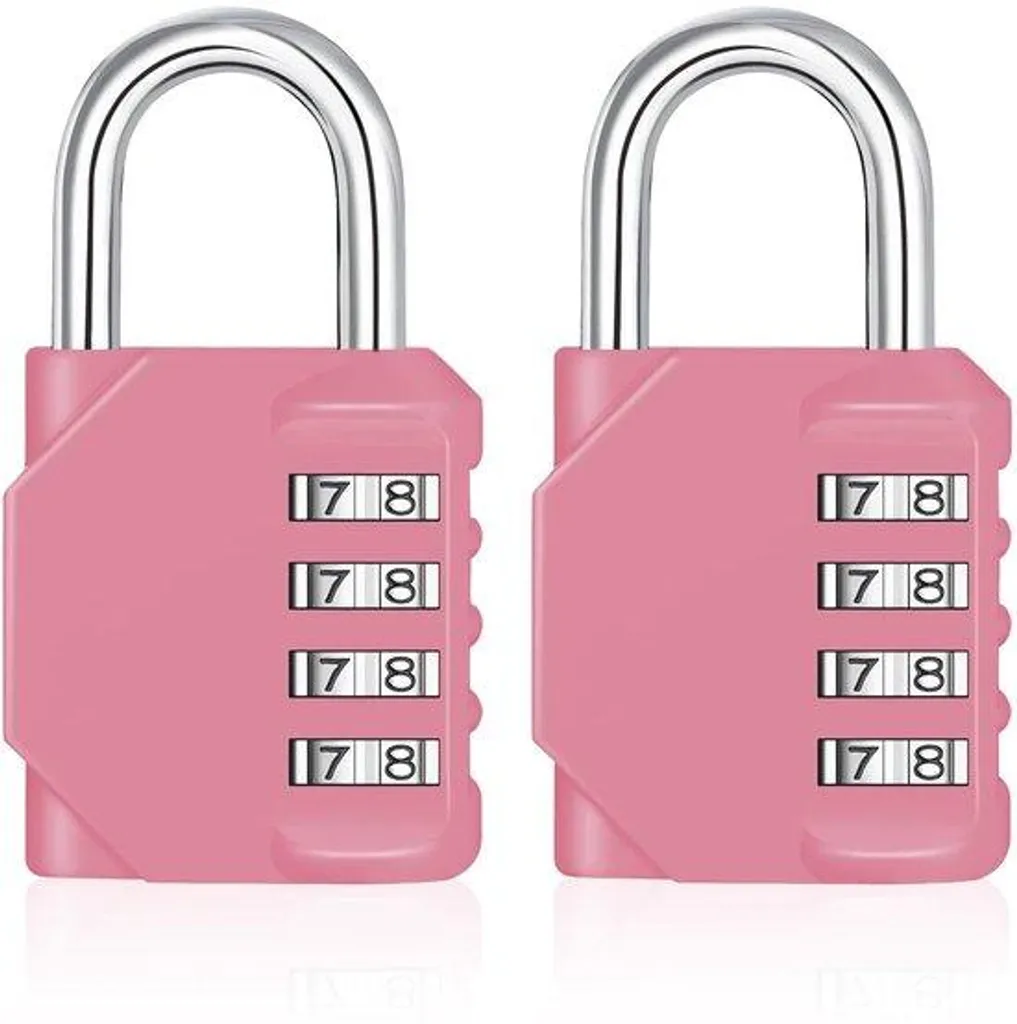 Cadenas à Code 4 Chiffres Rose Résistant Intempéries - Lot de 2 Unités