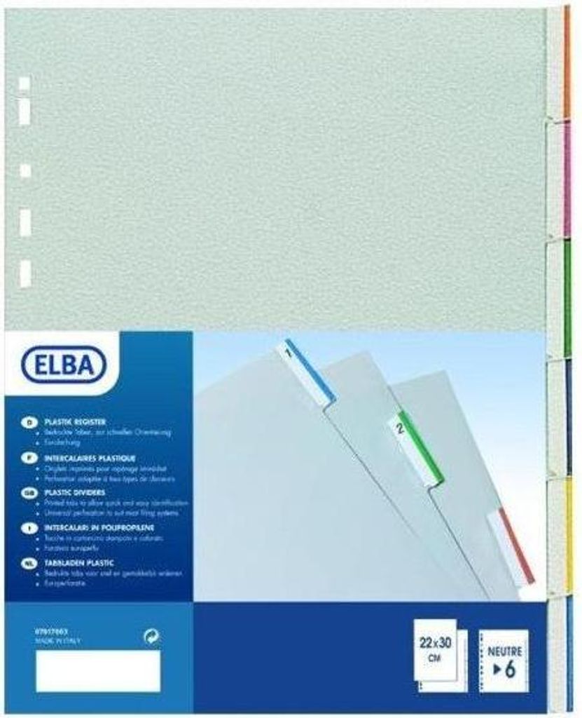 Elba 400006688 Tab-Register Polypropylen (PP) Mehrfarbig