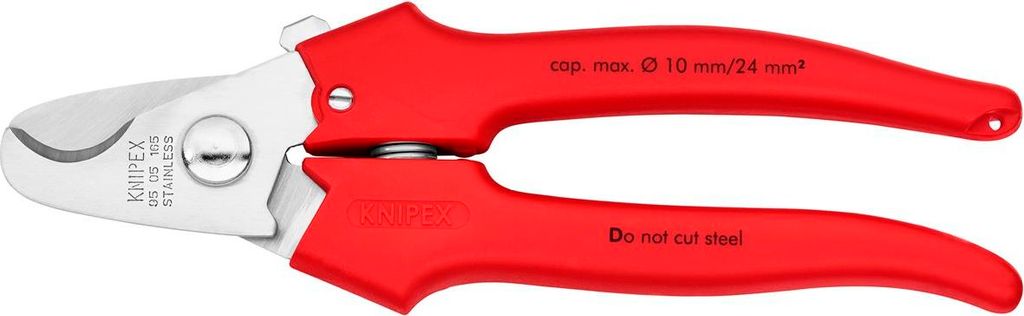 Knipex Kabelschere Länge 165mm Zange verchromt Griffe mit Kunststoff umspritzt SB - 95 05 165 SB