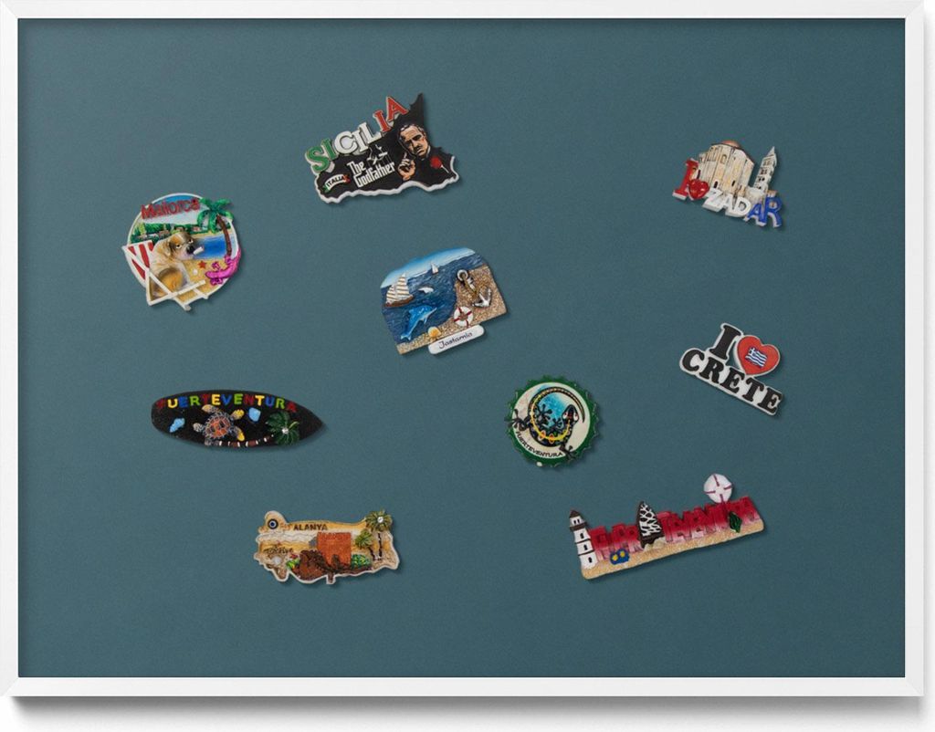 Magnetwand 80x60 cm – Weißer Rahmen – Dunkles Petrol – Magnetboard, Memoboard – Kinderzimmer, Metall Magnetische Tafel