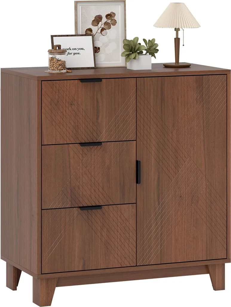 Armoire de cuisine et salon buffet de rangement compact bois vintage