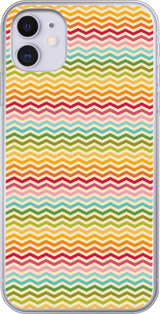 MuchoWow Handyhülle Schutzhülle Hülle für Telefoonhoesje iPhone 11 Muster - Regenbogen - Retro Silikon Softcase Handy Hülle - Handytasche