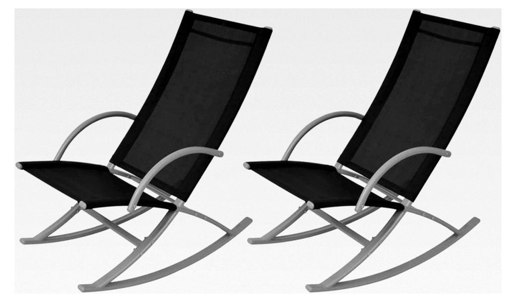 Schaukelstühle für Garten und Terrasse - 2er Set Schwarz, Stahlrahmen, Textilene, bis 100 kg, für Entspannung und Freizeit