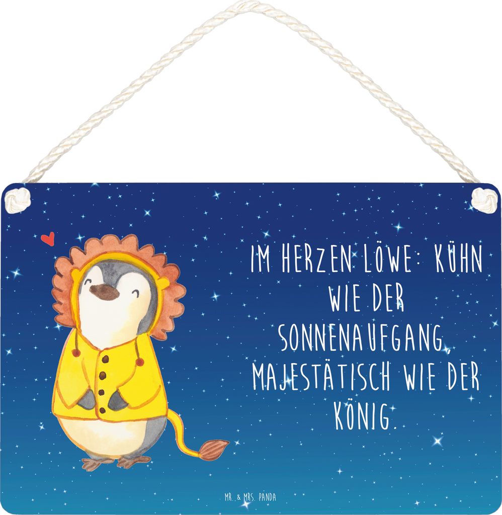 Mr. & Mrs. Panda Schild Löwe Astrologie DIN A4 - Sternenhimmel Blau - Geschenk, Sternzeichen, Türschild, wandhänger, Tierkreiszeichen, Geburtsta...