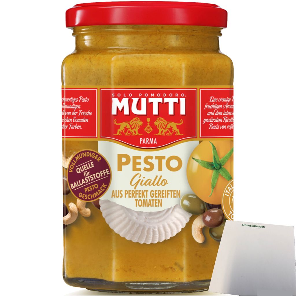 Mutti Pesto Giallo con Olive Tomatenpesto (180g Glas) + usy Block